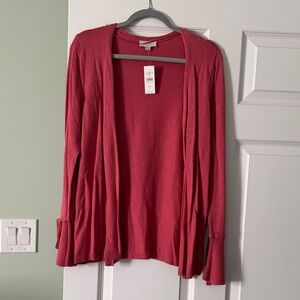 LOFT Red Open Front Cardigan